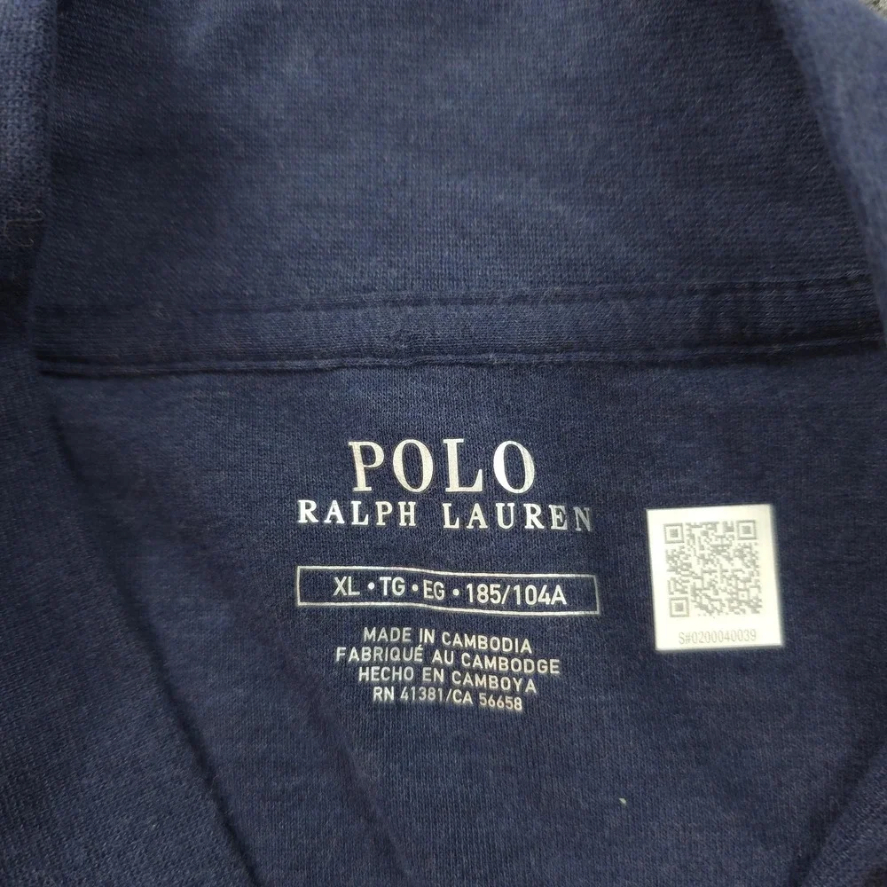 Polo Ralph Lauren Sweatshirt Mens XL Blue Full Zip Mock Neck‎ Pony Logo Viscose